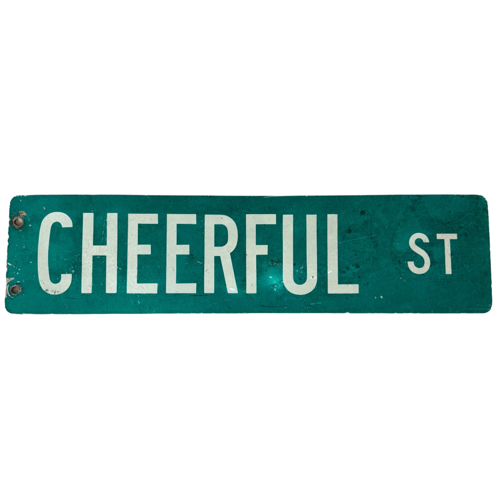 Vintage Metal Street Sign Authentic CHEERFUL ST Retired Road Sign Wall Decor